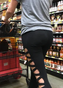 Big booty milf grocery shopping in unique sexy leggings