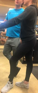 Grocery store girl in line with a nice ass in leggings