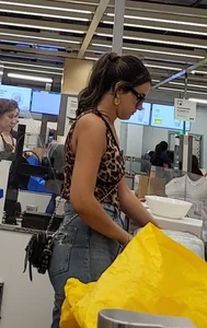 Ikea Trip 3 hot girls in tight jeans Nerdy leopard bendover faceshot smile at camera (Megapost)