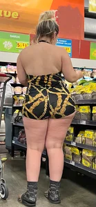 HOT Latina MILF showing off FAT ASS in revealing one-piece at grocery store