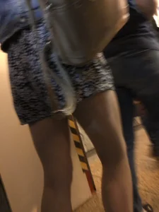 Girl in Short Dress with Cute Skinny Legs Hot Subway Candid