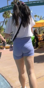 Cute little bubble butt in purple shorts