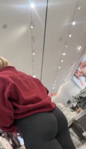 Thick Blonde Lululemon Pawg Employee with a fat cameltoe
