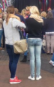 Street candid milfs wearing tight jeans, mostly mature