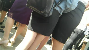 Milf in a Skirt Touching Her Booty in the Crowd Street Creepshot Collection