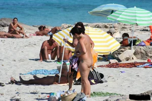 Bunch of sexy ladies on a nude beach