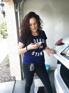 Skinny candid girl in leggings