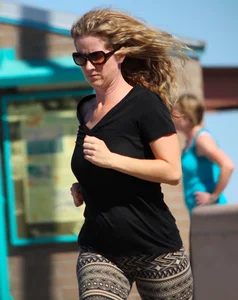 Milf with a nice ass in tight patterned leggings