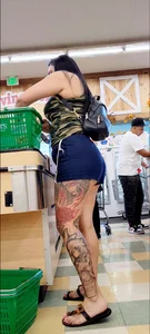 Sexy big butt tatted latina in sandals