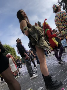 Cute candid girl with awesome long legs street creepshot