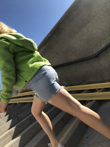 Milf in Fringed Shorts Walking Striding Up the Stairs - Sexy Legs Creepshots Gallery