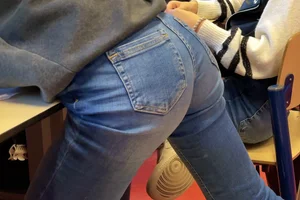 sticking it out and spanking in class (by lvbottom)