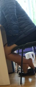 Girl with Flats Shoes Taken Off Office Candid Feet Closeup