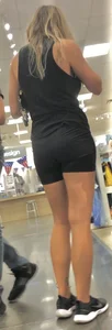 Spandex shorts at the mall and a bonus fat ass in a dress