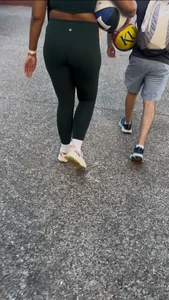 Beautiful Curly Haired Babe in Green Lululemon (OC) + GIFS