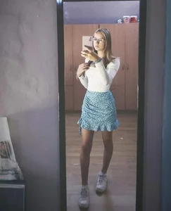 Hot non-candid girl's mirror selfies - skinny and wearing glasses