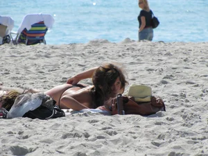 Sexy Florida beach bikini girls, some topless