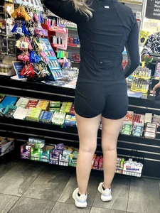 Sexy White Girl Showing VPL + Nice Ass (GasStation)
