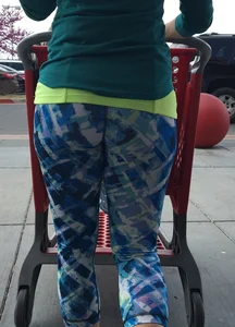 Target milf sexy in patterned leggings while shopping