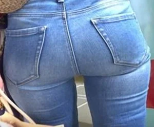 Girl with a big ass in tight jeans