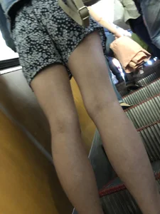 Girl in Short Dress with Cute Skinny Legs Hot Subway Candid