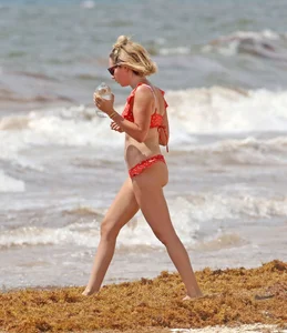 Ashley Tisdale in red bikini at a beach in Mexico