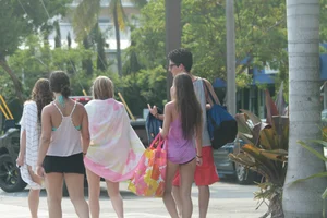 Sexy Florida beach bikini girls, some topless