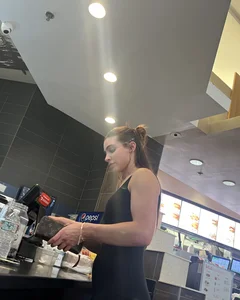 Fat booty brunette in tight black dress (oc)