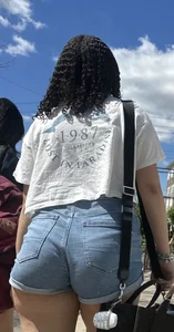 College women 18+ in jean shorts