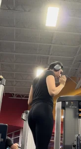 Black tight leggings with thong slightly showing (face pics included)