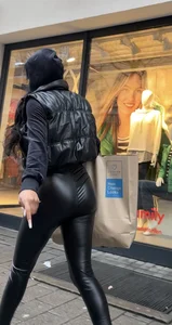 Hottest bubble ass in shiny black leggings
