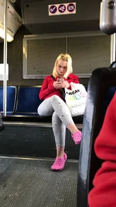 Phat booty blonde milf riding the bus