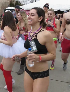 Sexy brunette in her panties for a panty run