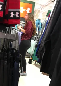 Sport store employees in leggings with amazing thick asses