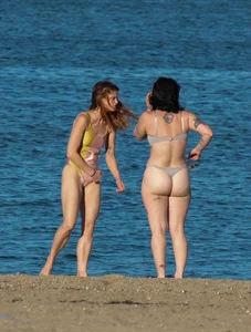 Ladies literally making out on beach