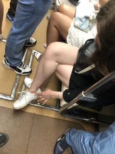 Awesome legs of a subway girl