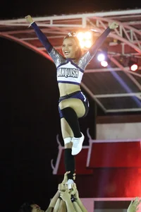 Bunch of athletic Thai cheerleaders at a competition