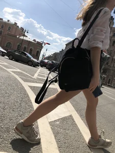 Teen in Pantyhose And a Mini-Skirt Street Crosswalk Creepshots Gallery