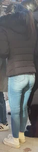Pretty and slim in skinny blue jeans