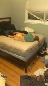 Skinny sleeping beauty with no panties on