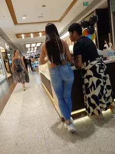 Brazilian Butt highest level. Tanlines peeking out of the Jeans
