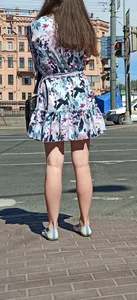 Girl in a Dress And Flats With Slim Legs Street Creepshots Collection