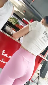 Super cute MEGABABE in pink leggings with bubble butt!