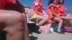 Milf in yellow shorts with vpl and a wedgie