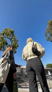 Beautiful fit Blonde in tight black jeans and visible panty Line *Busted* (Not OC)