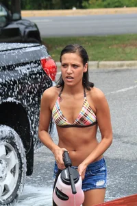 Various sexy girls at car washes in bikinis