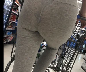 Walmart ass in line in semi see through grey leggings with black thong
