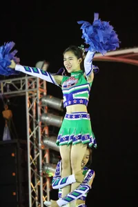 Bunch of athletic Thai cheerleaders at a competition