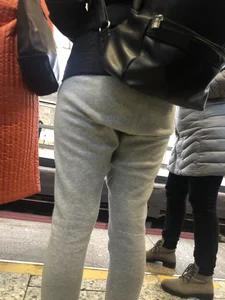 Girl in Loose Sweatpants Subway Closeup Creepshot