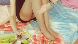 Legs in Pantyhose Selfies Gallery in Bed